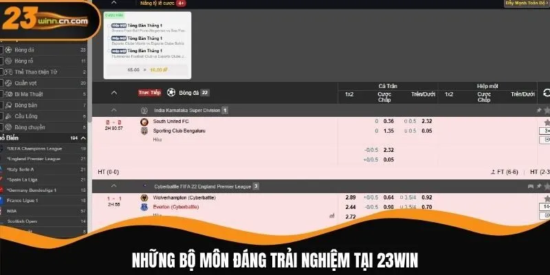 Những bộ môn đáng trải nghiệm tại 23WIN