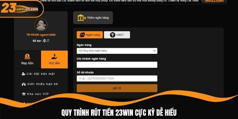 Quy trình rút tiền 23WIN cực kỳ dễ hiểu